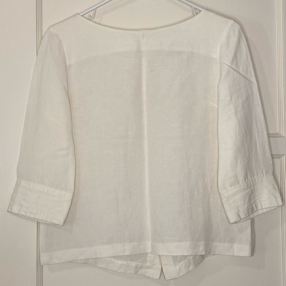 Vintage White Linen 3/4 Sleeve Top
